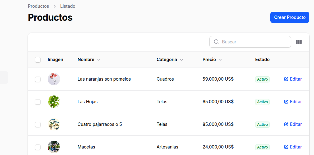 Gestión de Productos